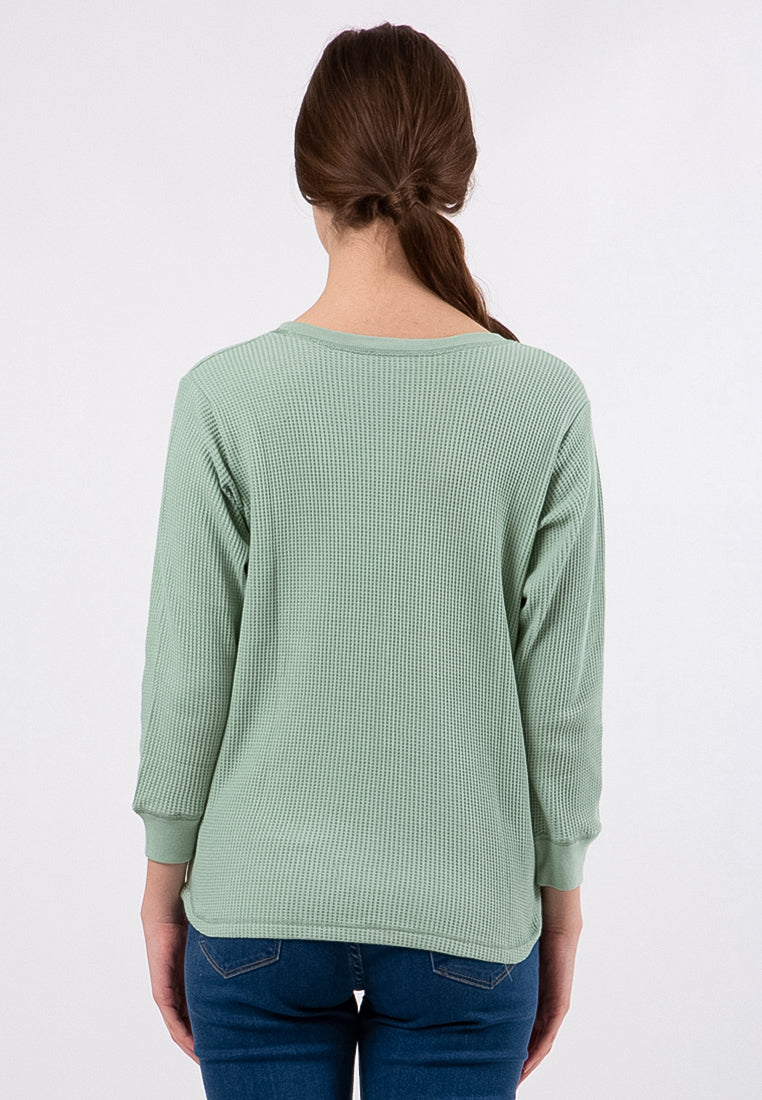 Knit 3/4 Sleeves T-Shirt