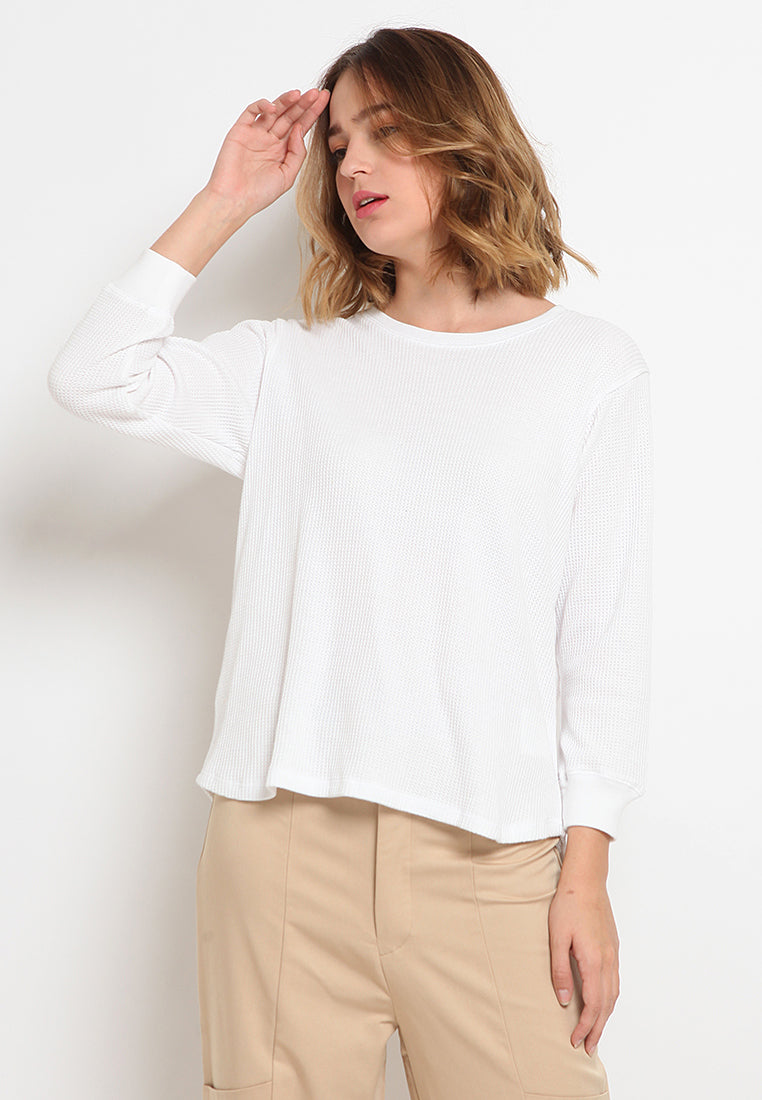 3/4 Sleeve Waffle T-Shirt