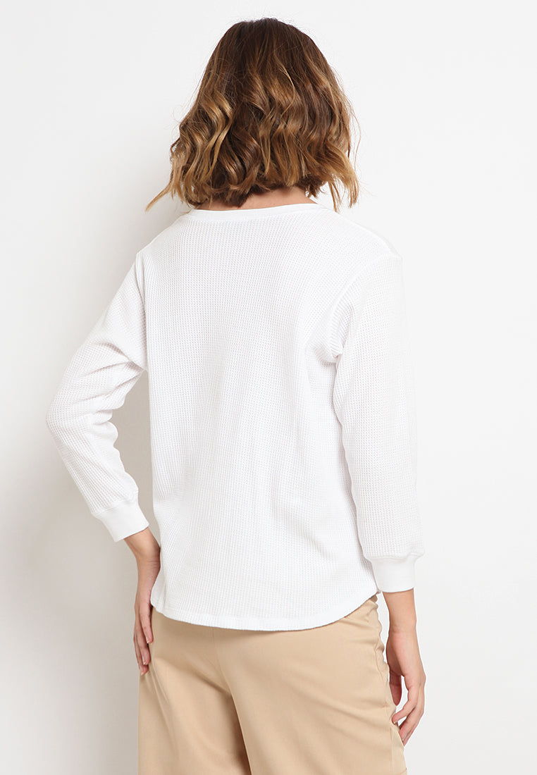 3/4 Sleeve Waffle T-Shirt