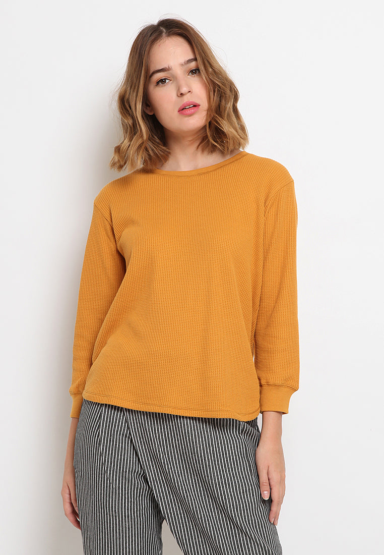3/4 Sleeve Waffle T-Shirt