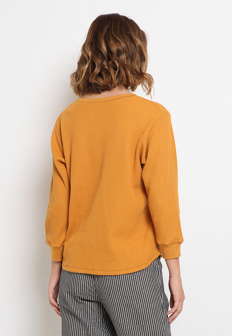 3/4 Sleeve Waffle T-Shirt