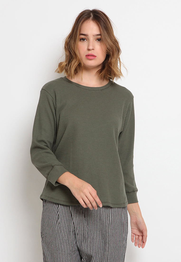 3/4 Sleeve Waffle T-Shirt