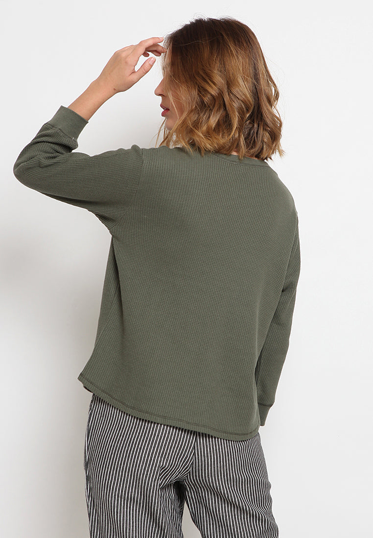3/4 Sleeve Waffle T-Shirt
