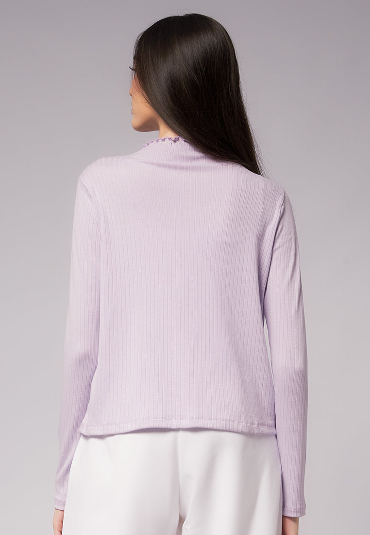 Frill Neck Long Sleeve Top