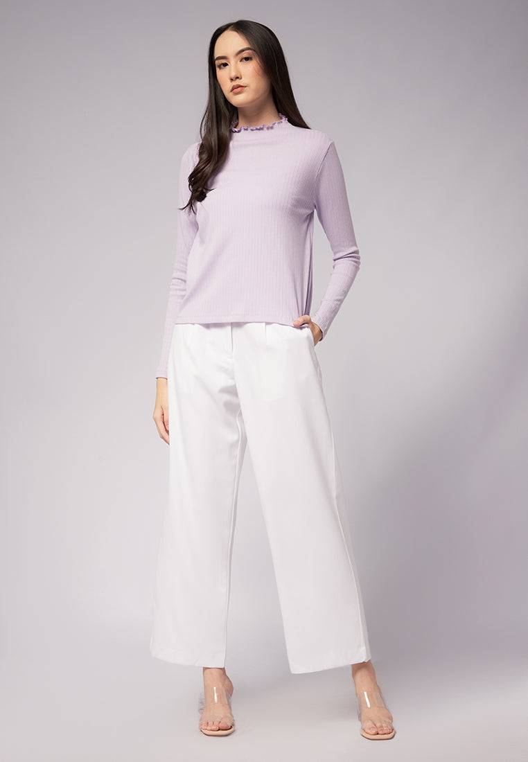 Frill Neck Long Sleeve Top