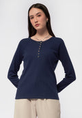 Long Sleeve Henley Knit Top