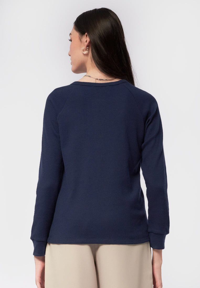 Long Sleeve Henley Knit Top