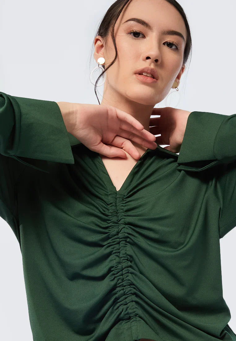 Long Sleeve Top with Ruched Details
