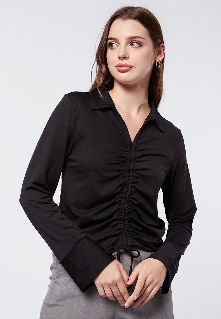 Long Sleeve Blouse with Ruched Front