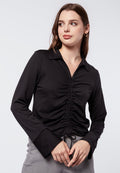 Long Sleeve Blouse with Ruched Front