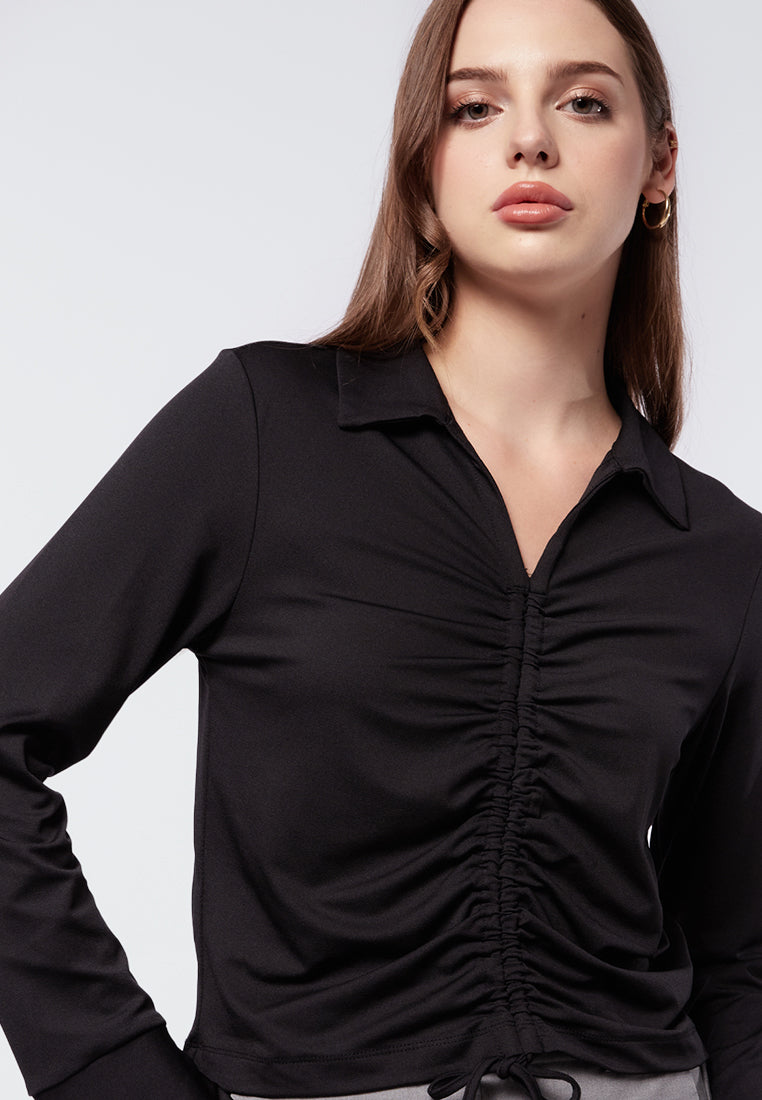 Long Sleeve Blouse with Ruched Front