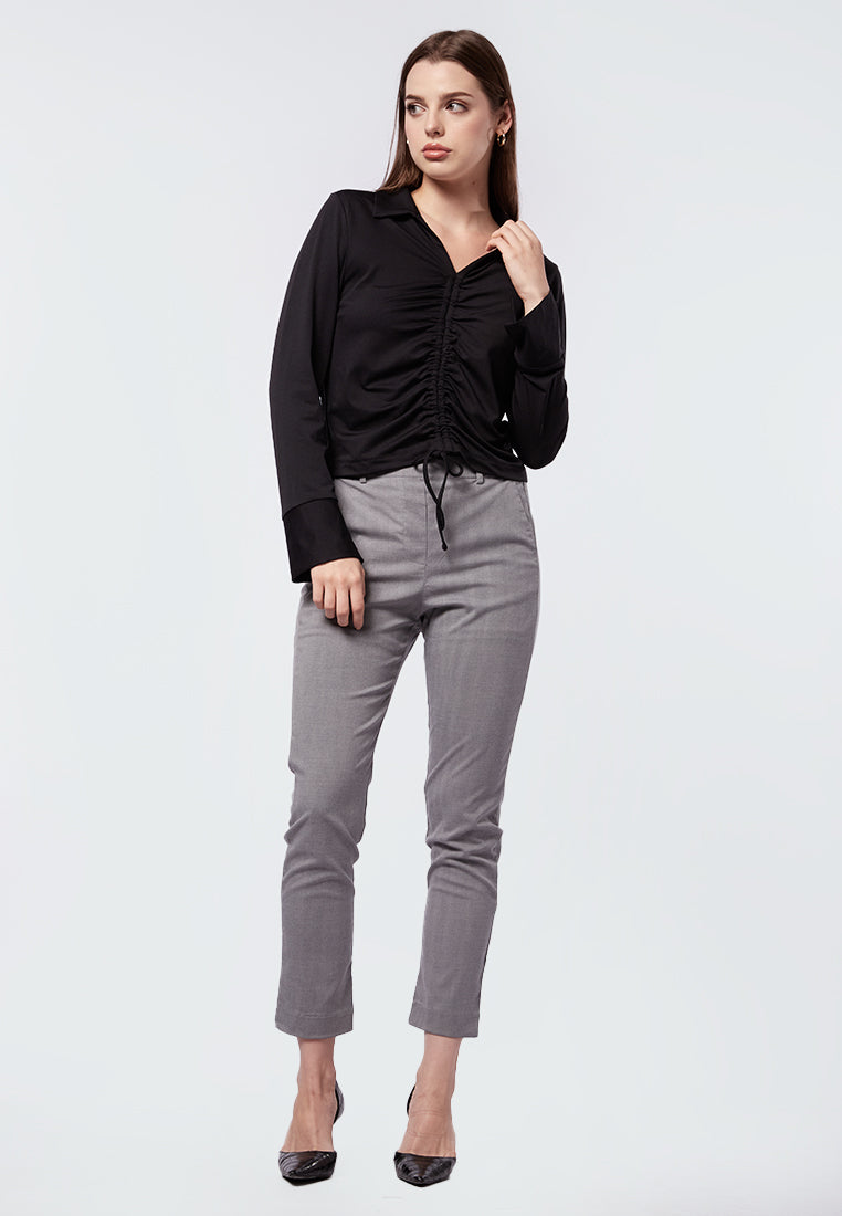 Long Sleeve Blouse with Ruched Front
