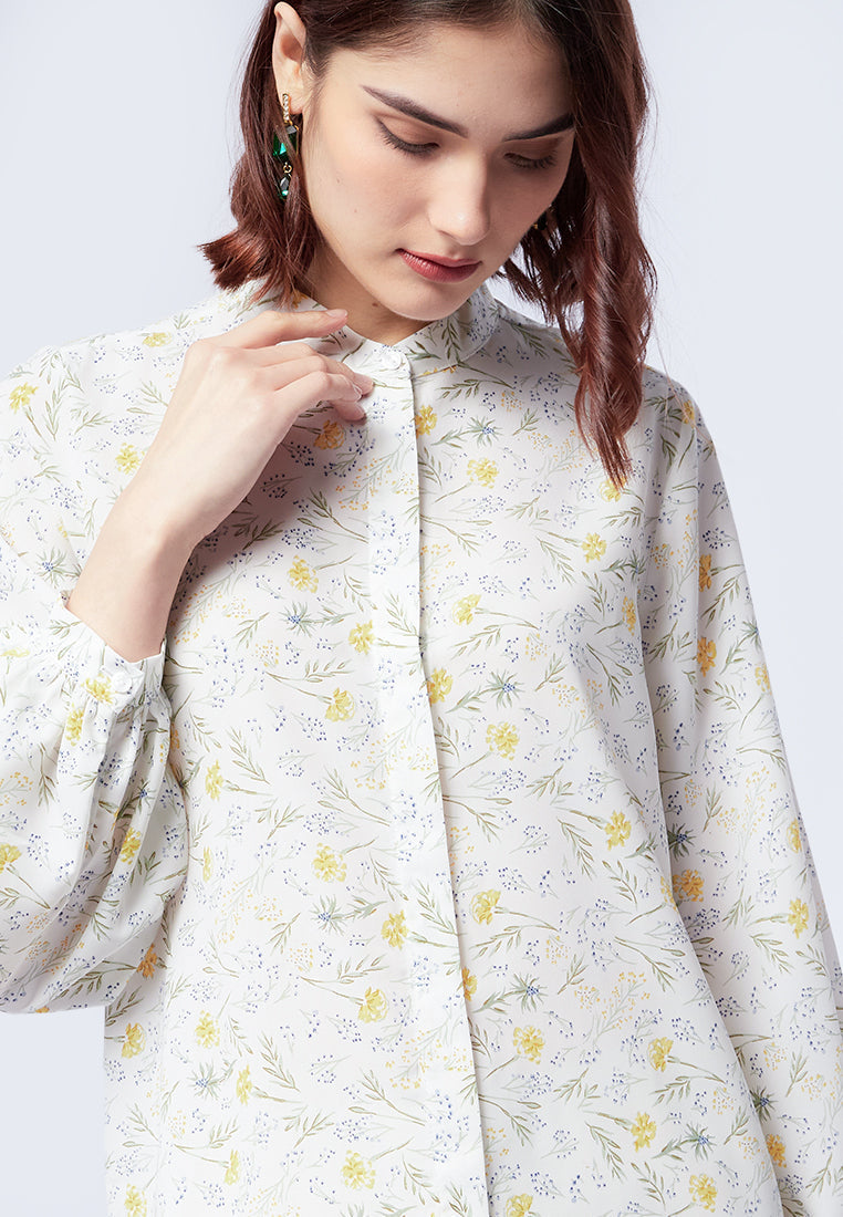 Printed Puff Sleeves Tunic