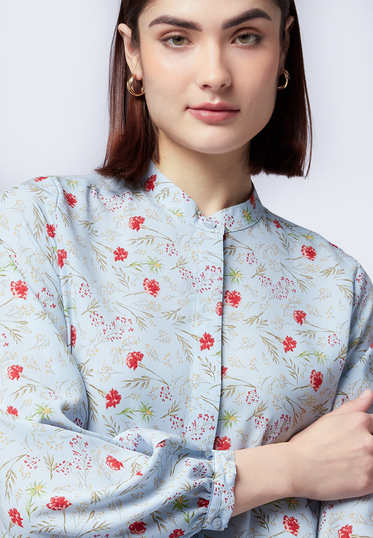 Printed Puff Sleeves Tunic
