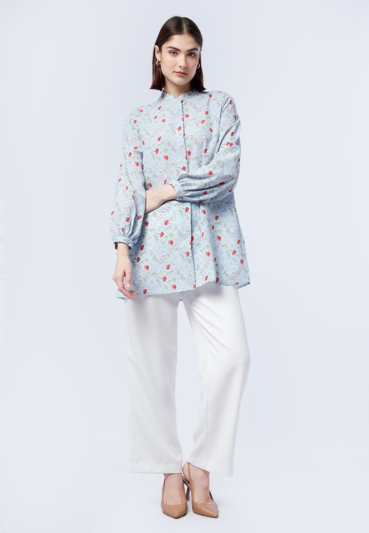 Printed Puff Sleeves Tunic