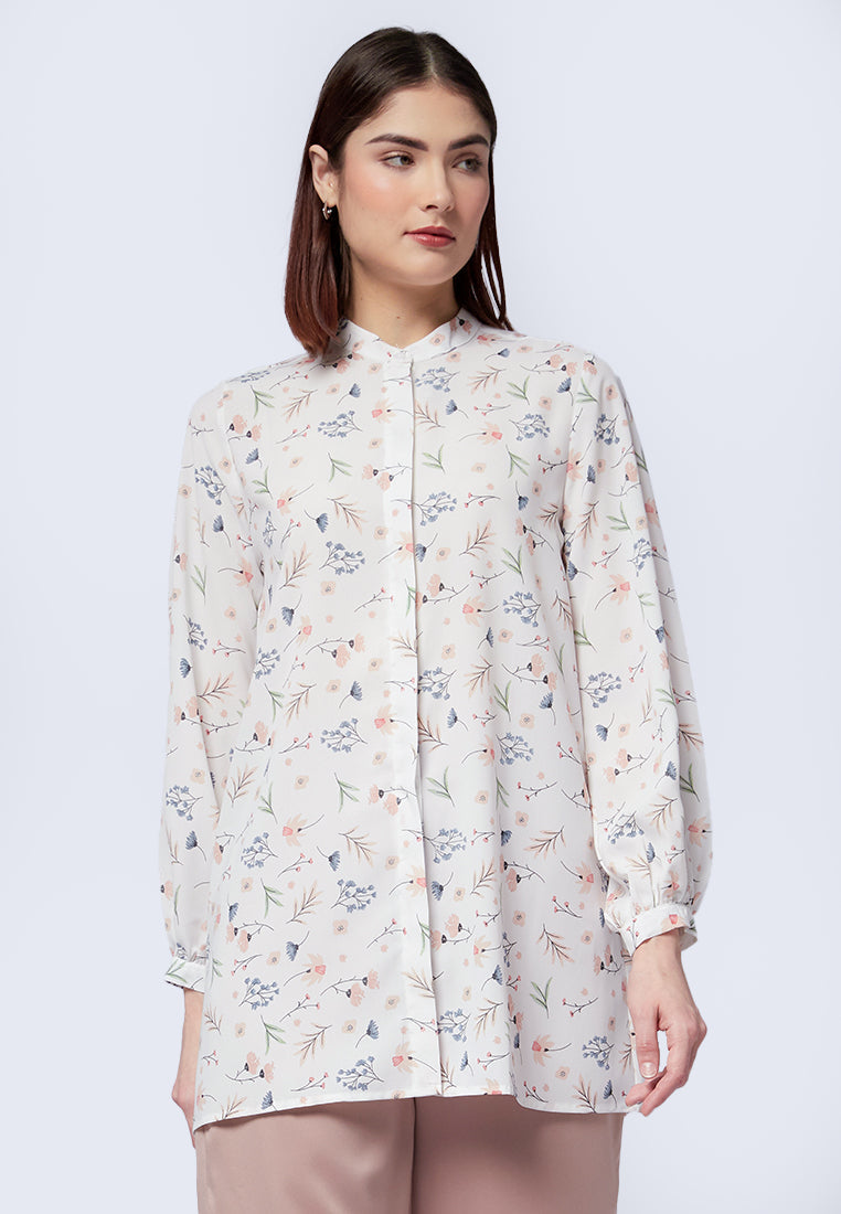 Printed Puff Sleeves Tunic