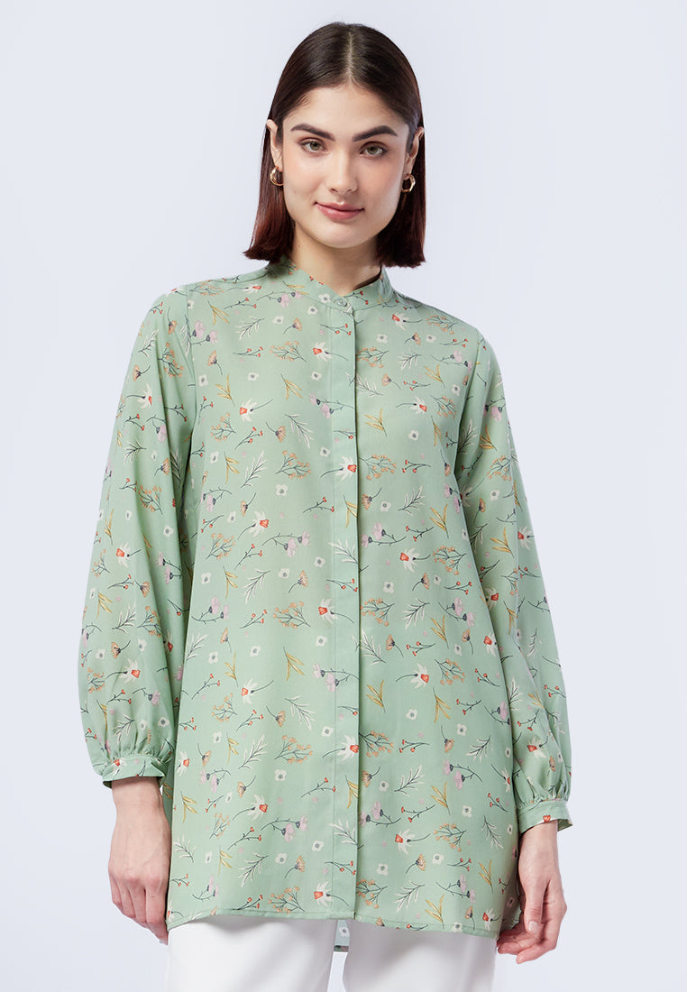 Printed Puff Sleeves Tunic