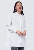 Mandarin Collar Puff Sleeves Tunic