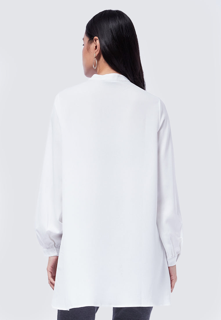 Mandarin Collar Puff Sleeves Tunic