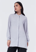 Mandarin Collar Puff Sleeves Tunic