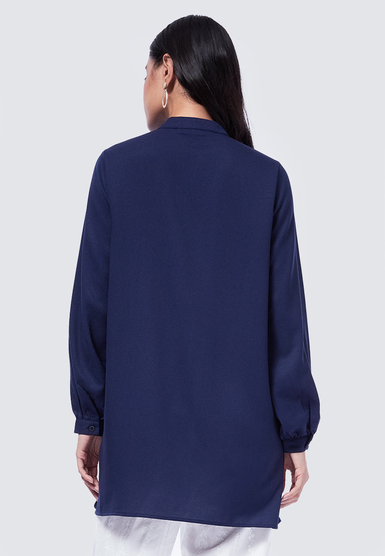 Mandarin Collar Puff Sleeves Tunic