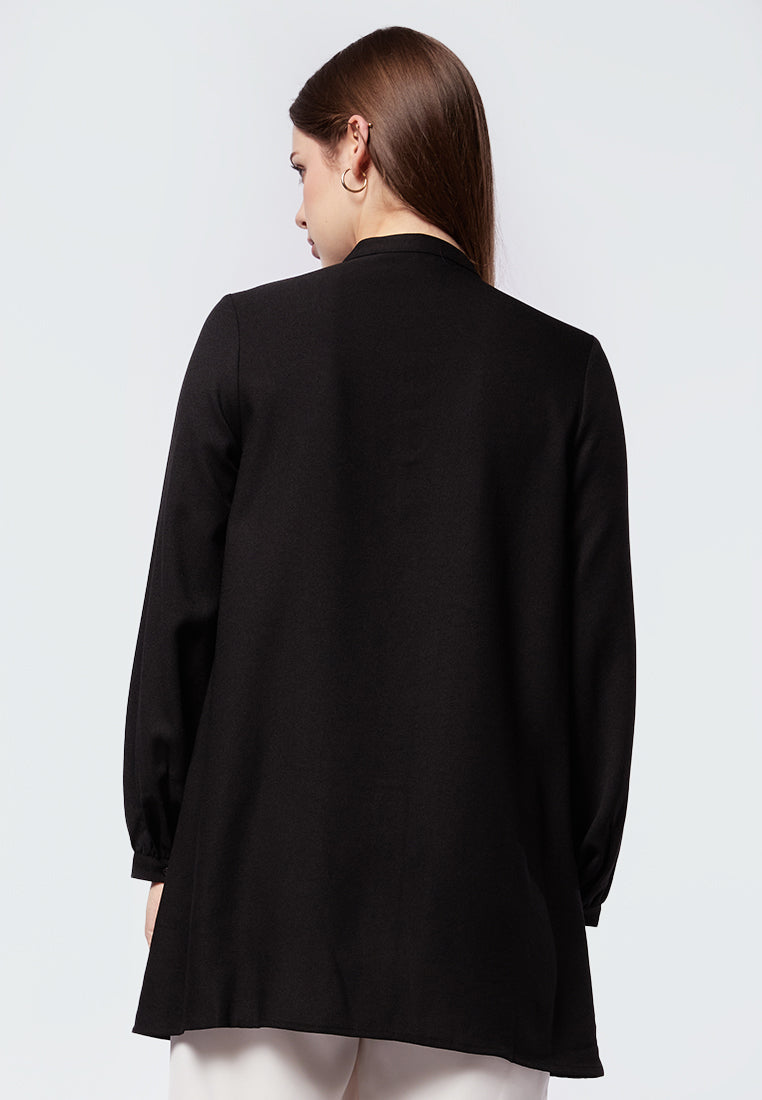 Mandarin Collar Puff Sleeves Tunic