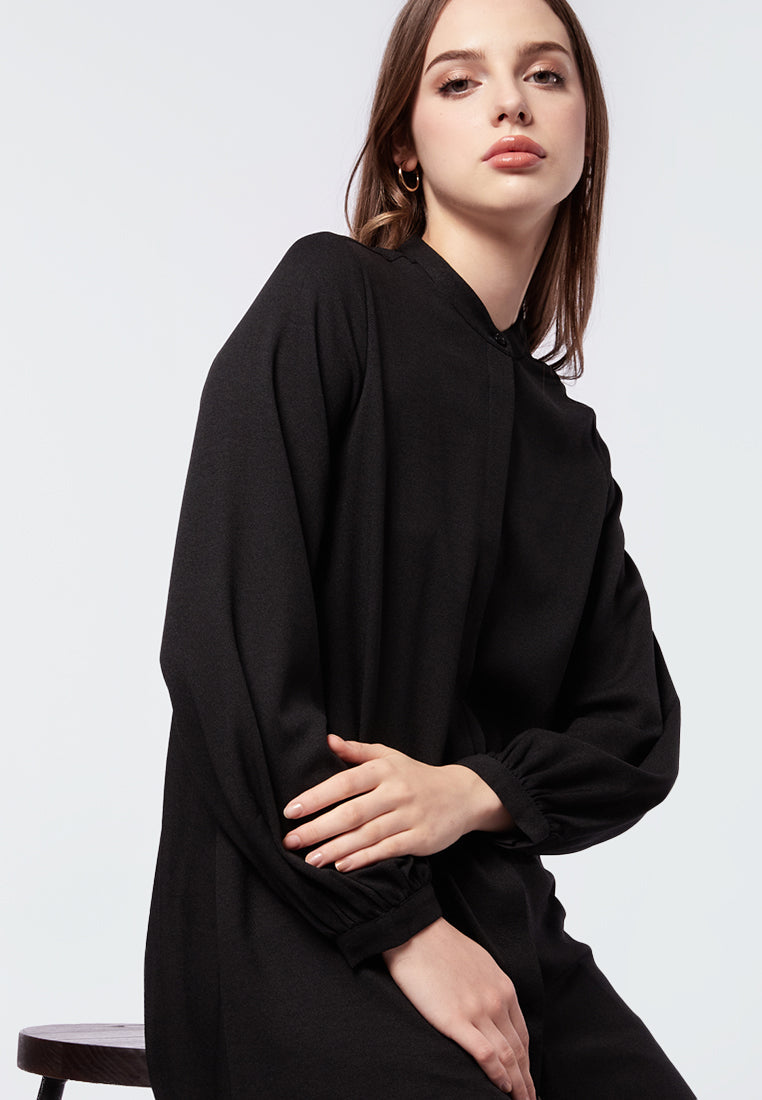 Mandarin Collar Puff Sleeves Tunic