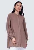 Mandarin Collar Puff Sleeves Tunic