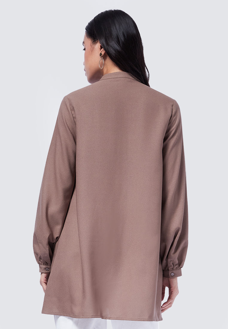 Mandarin Collar Puff Sleeves Tunic