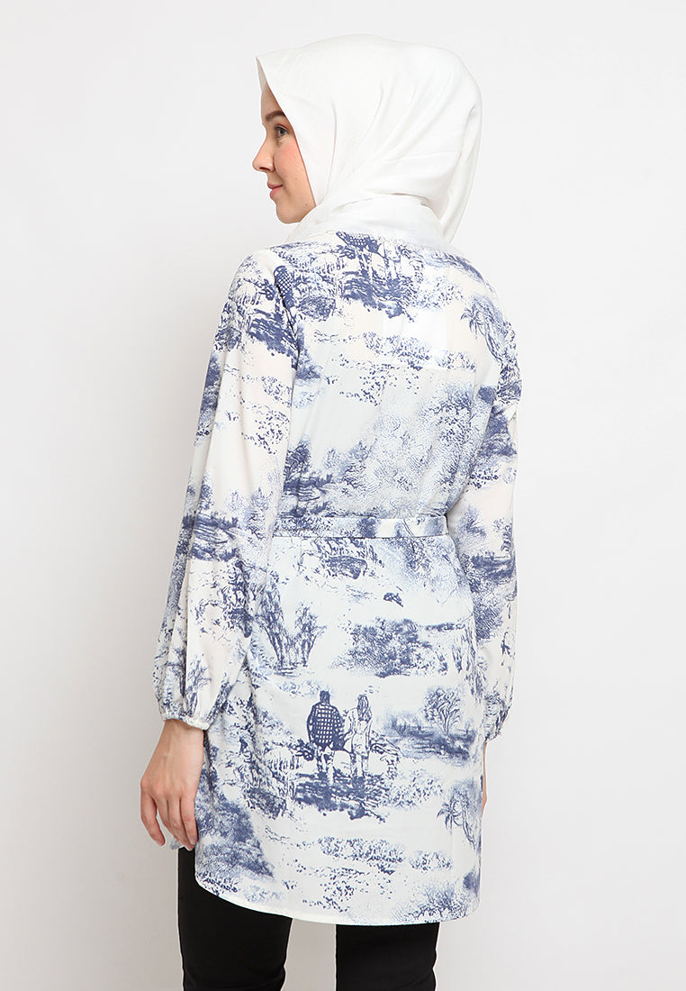 Mandarin Collar Printed Tunic