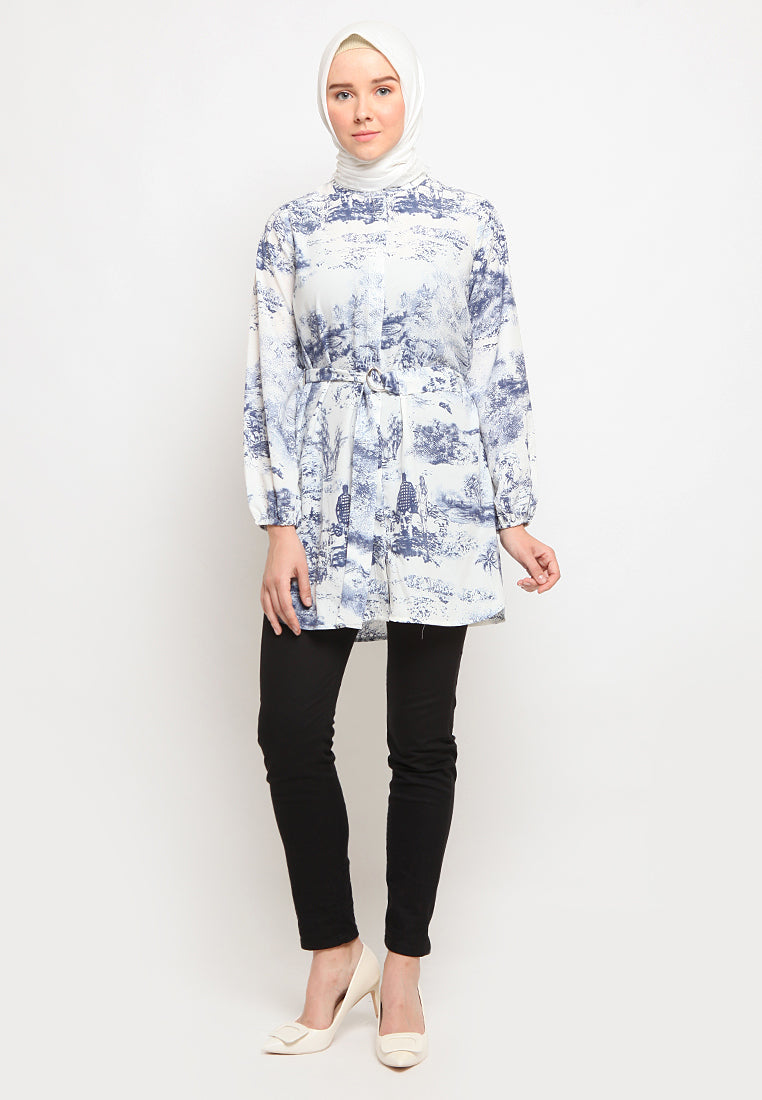 Mandarin Collar Printed Tunic