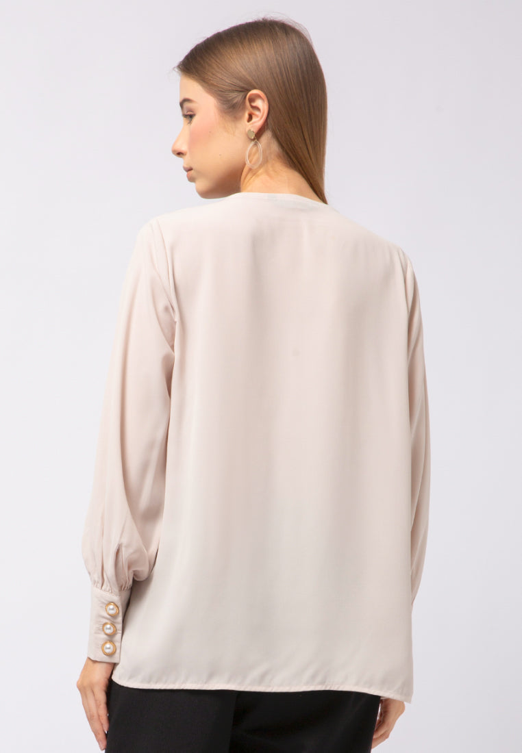 Round Neck Tunic with Pearl Button