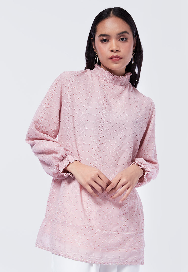 High Neck Balloon Sleeves Tunic