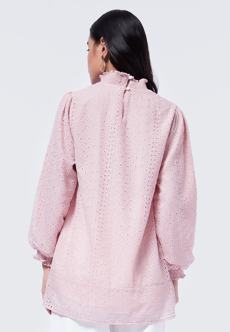 High Neck Balloon Sleeves Tunic