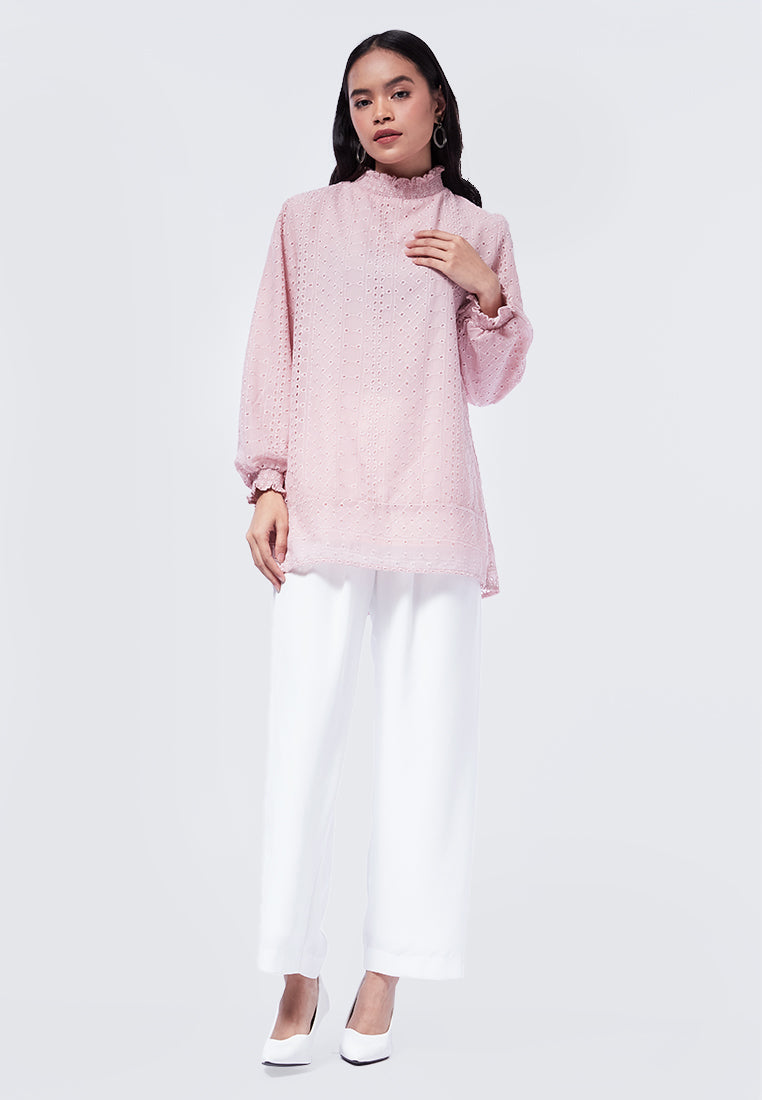 High Neck Balloon Sleeves Tunic