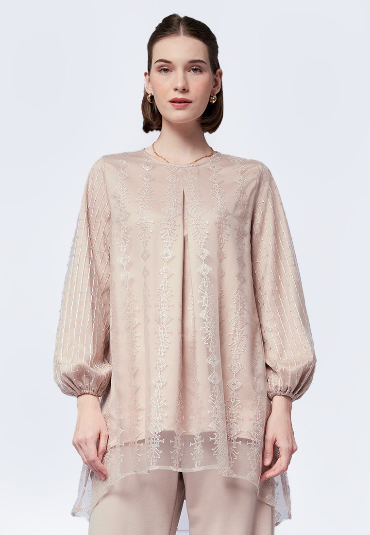 Flowy Round Neck Lace Tunic