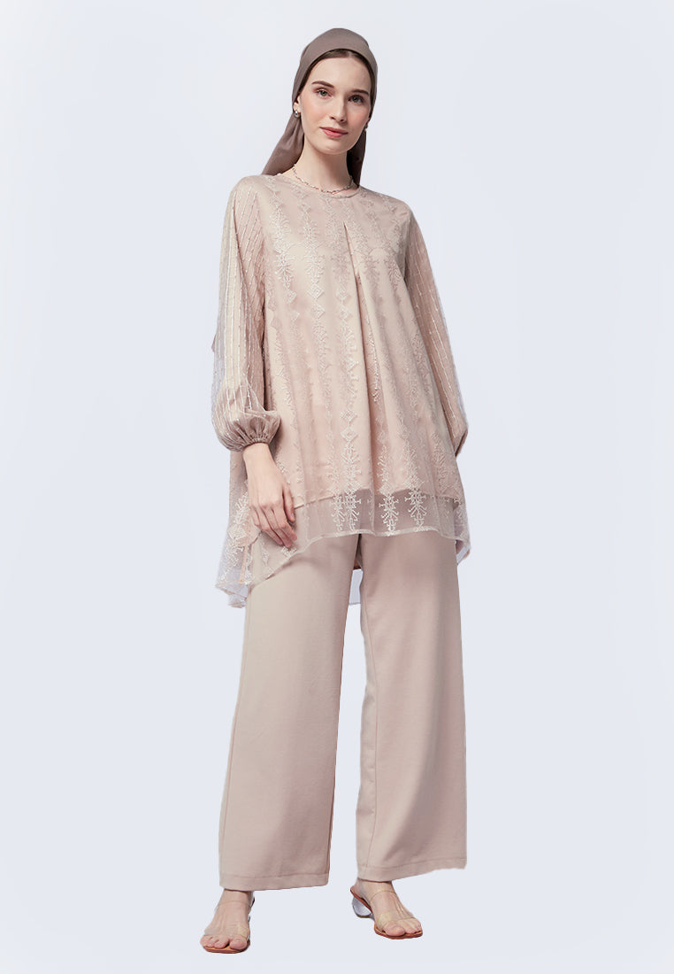 Flowy Round Neck Lace Tunic
