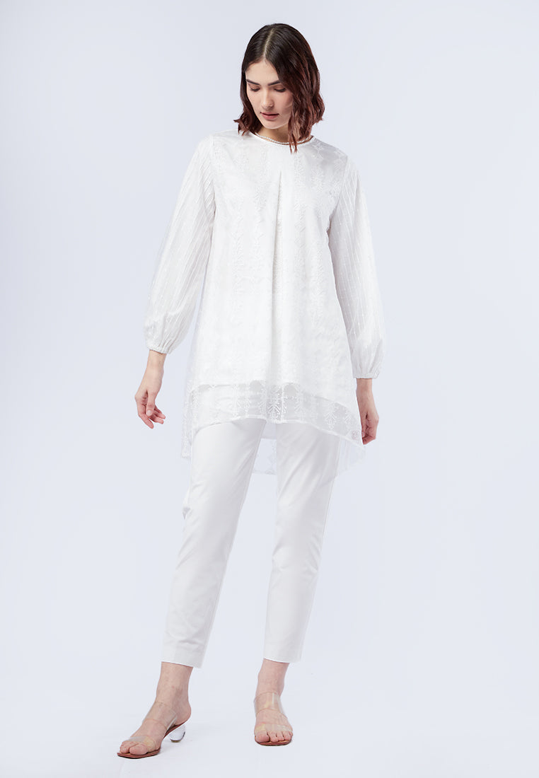 Flowy Round Neck Lace Tunic