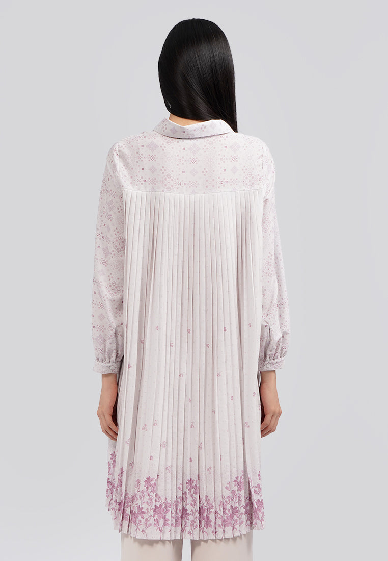 Long Sleeve Printed Tunic with Collar