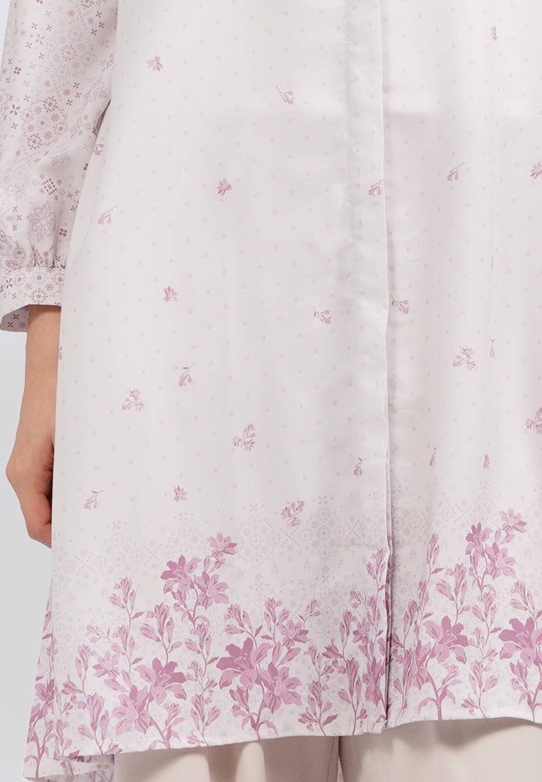 Long Sleeve Printed Tunic with Collar