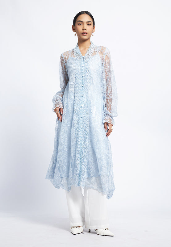 V-Neck Long Sleeve Lace Tunic