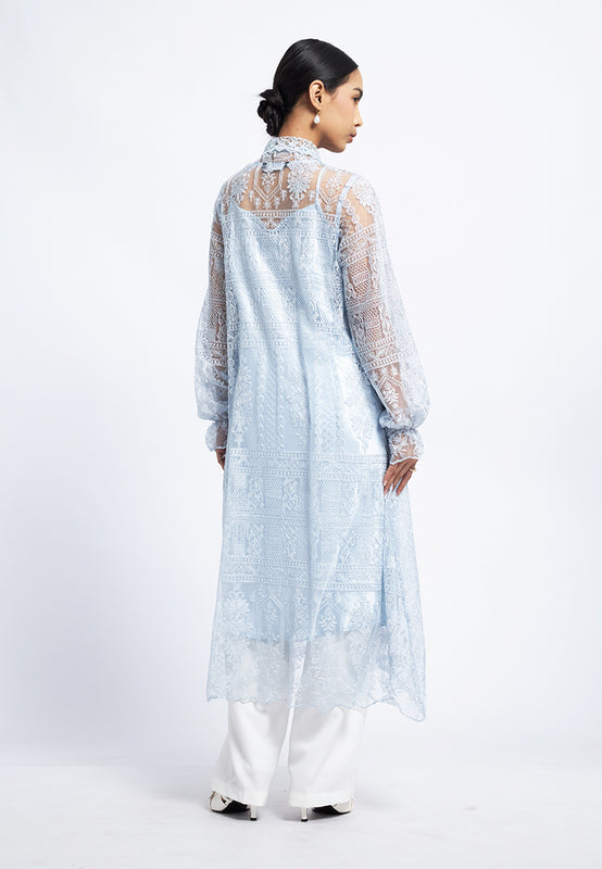 V-Neck Long Sleeve Lace Tunic