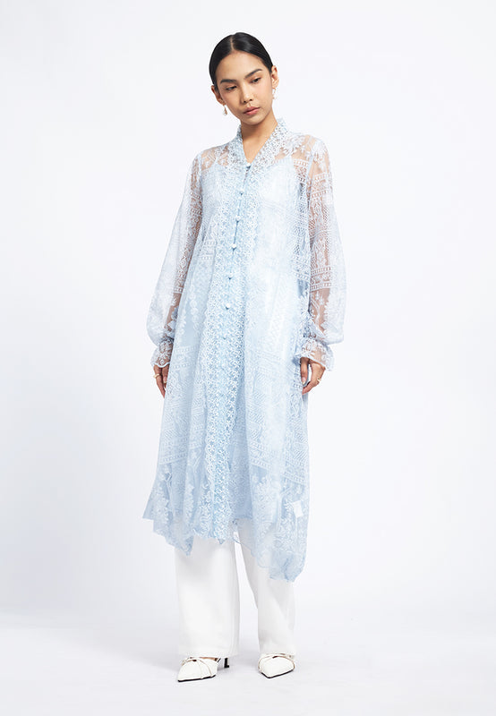 V-Neck Long Sleeve Lace Tunic