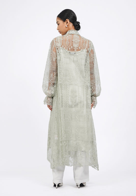 V-Neck Long Sleeve Lace Tunic