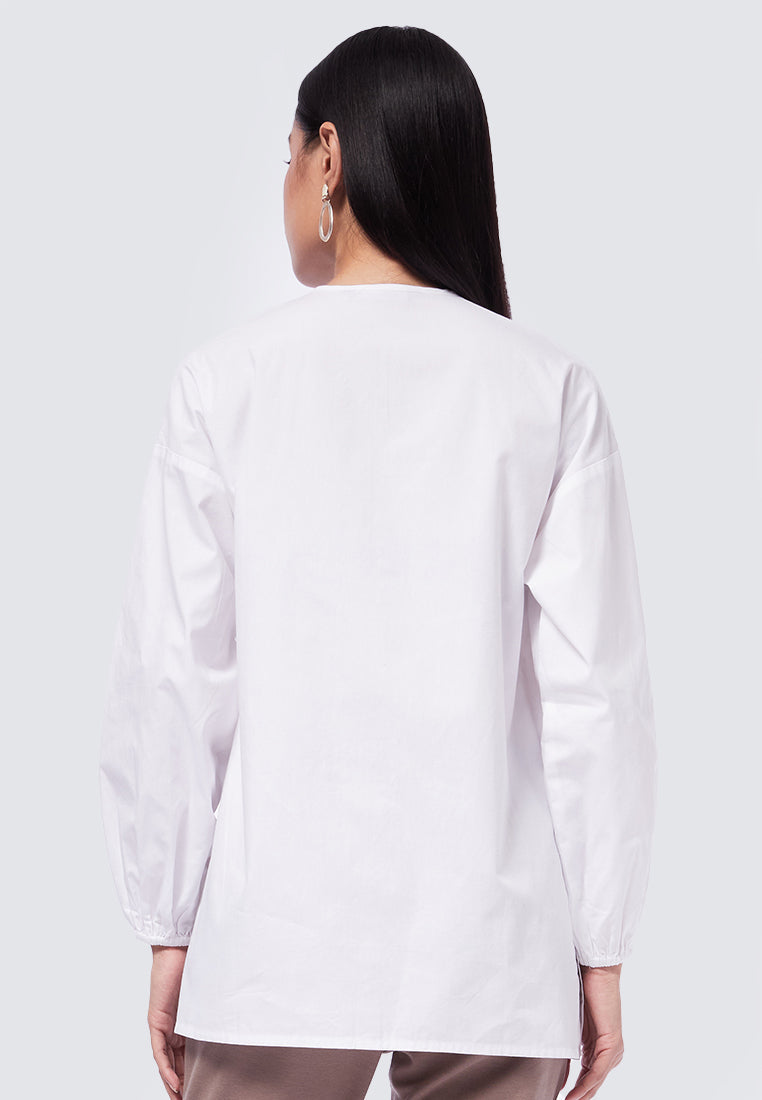 Balloon Sleeve Tunic Off White