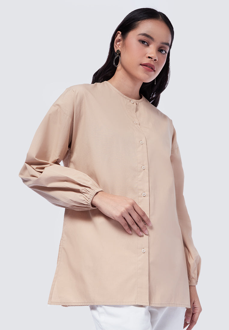 Balloon Sleeve Tunic Brown