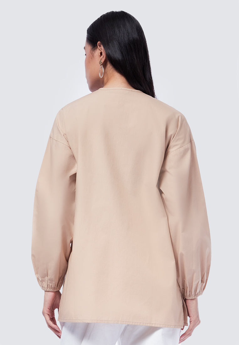 Balloon Sleeve Tunic Brown