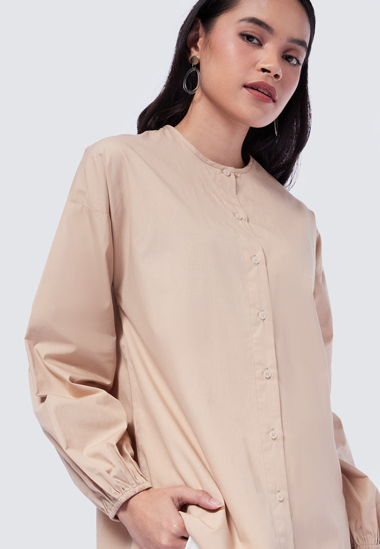 Balloon Sleeve Tunic Brown