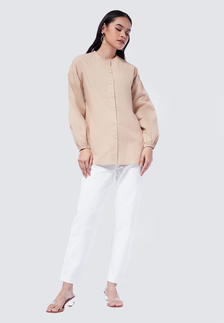 Balloon Sleeve Tunic Brown
