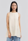 Halter Neck Sleeveless Top Ecru